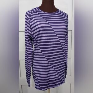 LAYER8 Purple/Lavender Stripe Performance Top Size Large